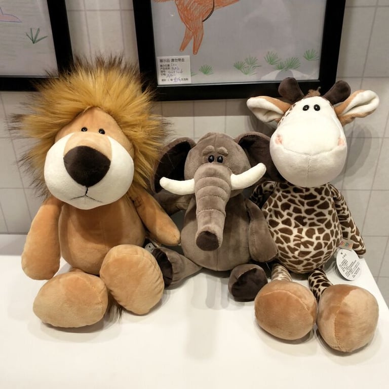 Realistic Forest Animal Plush Toys Set for Kids - Lions, Tigers, Elephants, Monkeys, Leopards, Giraffes, Raccoons - Educational Stuffed Animals Made of High-Quality Plush Material - Perfect Gift for Animal Lovers - Enhances Imagination and Creativity - Detailed Features - 25cm Size
