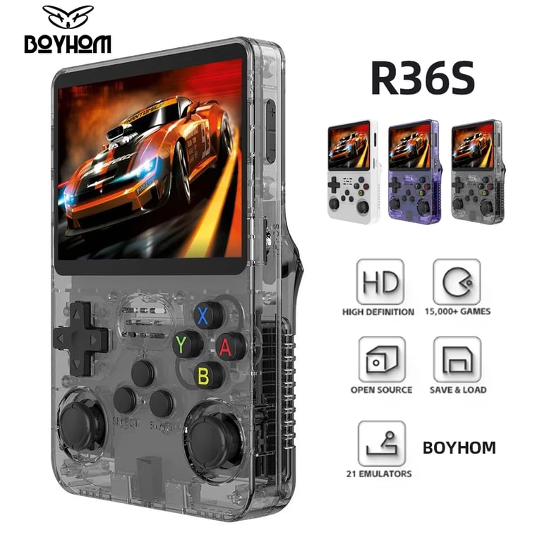 BOYHOM R36S Retro Handheld Video Game Console - 64GB Preloaded Classic Games, Linux System, 3.5-Inch IPS Screen, Portable Design, Long Battery Life - Nostalgic Gaming Experience for Enthusiasts On-the-Go
