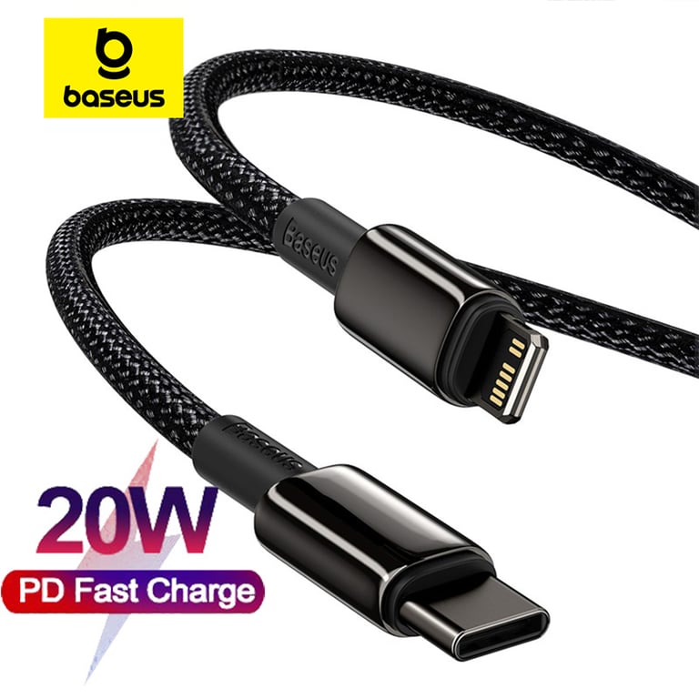 Baseus 20W USB C Cable for iPhone 14, 13, 11, 8, XR, 12, SE & Macbook - Fast Charging, Durable Construction, Secure Connection, Universal Compatibility - Power Delivery (PD) Technology, Reinforced Connectors, Flexible & Sturdy Design - 3ft Length for Convenient Use & Storage
