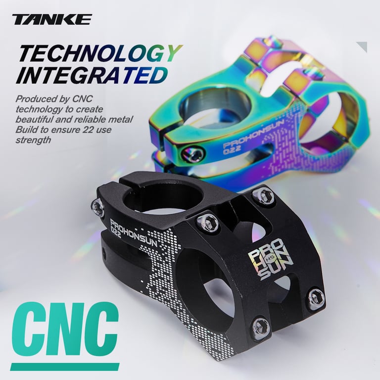 TANKE-MTB High-Strength Aluminum Alloy Road Bike Stem with Short Handlebar Design, Multiple Size Options, and Included Protection Cover - Durable CNC Construction for XC and AM Terrain, Responsive Control for Precision Handling, Elegant Aesthetics for Stylish Ride Enhancement