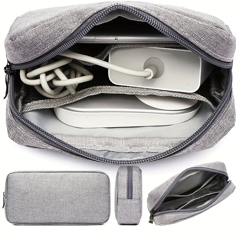 Compact Travel Electronics Organizer Bag with Water-Resistant Nylon Material, Multiple Compartments, and Carrying Handle - Ideal for Cables, Cords, SD Cards, Power Banks, Cosmetics, Toiletries, and More - Perfect for Business Trips, Vacations, Daily Use, and On-the-Go Efficiency