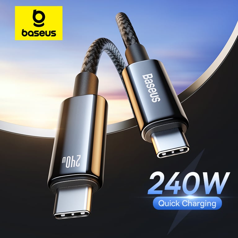 Baseus PD 240W Super Fast Charging Cable - High-Speed Charging & Data Transfer, Durable & Reliable USB-C to USB-C Cable for iPhone, iPad, MacBook - Universal Compatibility, 240W Power Delivery, Convenient Length for Home, Office & Travel Use