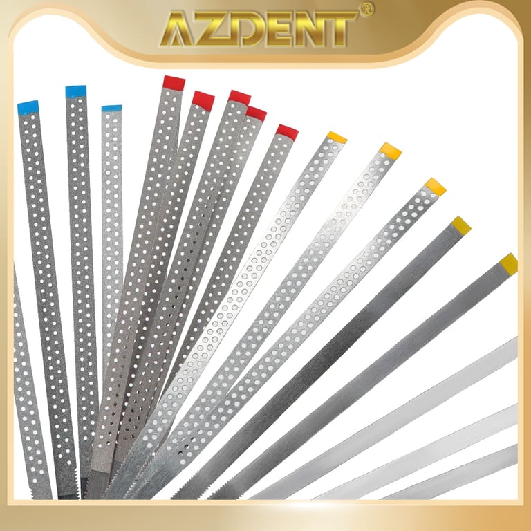 AZDENT Premium Quality Dental Diamond Polishing Strips Set - Stainless Steel Orthodontic IPR Strip for Composite Materials - Fine/Medium Grit, Single/Double Sided Design - 5pc Pack for Precise Enamel Reduction and Smooth Finish - Ideal for Orthodontic Procedures and Restorations