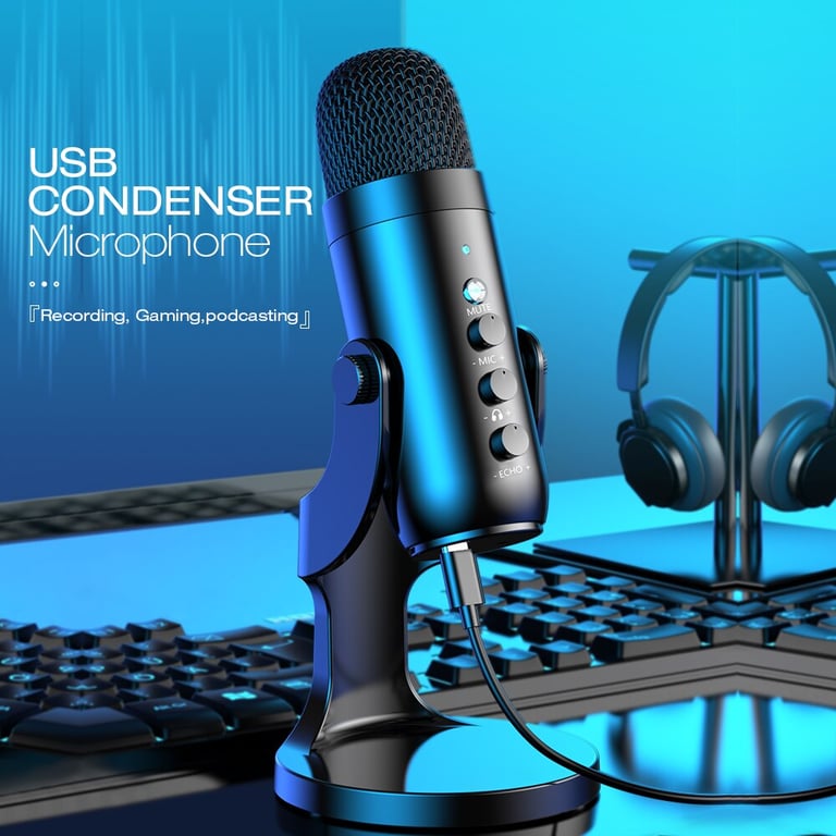 Haomuren USB Microphone - Professional Grade Condenser Mic for Gaming, Recording, Streaming, and Podcasting with Real-time Monitoring, Plug and Play Convenience, Durable and Portable Design - Compatible with PC, Mac, and Smartphones for High-Quality Audio Capture