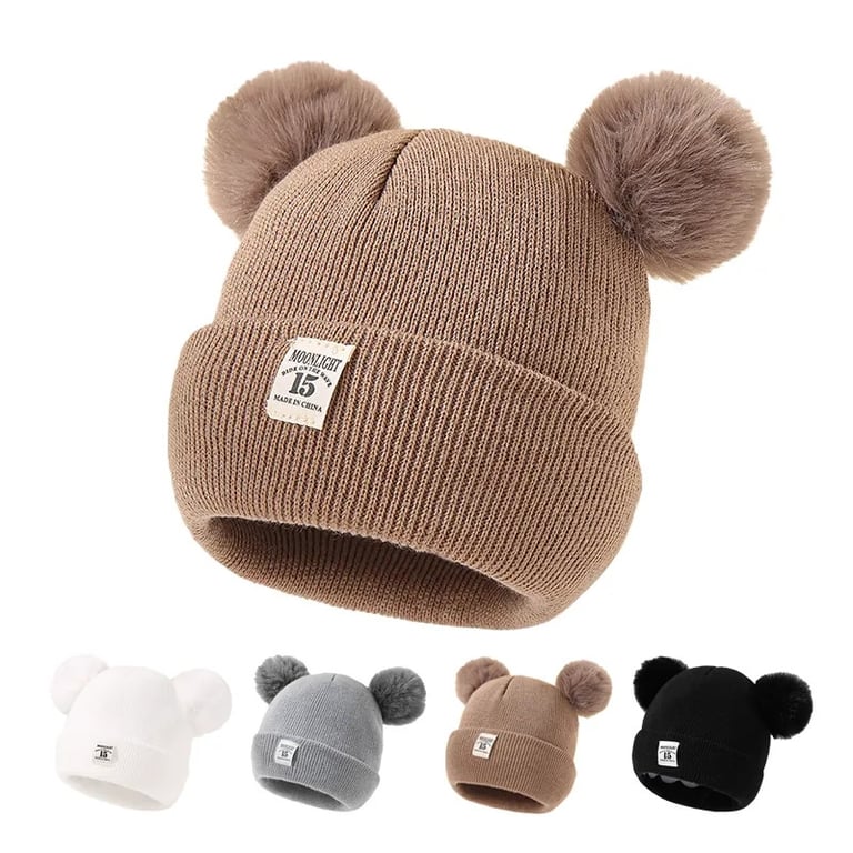 Cozy Knitted Baby Hats with Pom Pom Design for Autumn and Winter - Soft and Warm Beanies for Boys and Girls - High-Quality Material - Breathable and Stretchy - Various Colors Available - Perfect for Outdoor Activities and Special Occasions