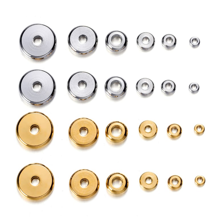 Premium Stainless Steel Spacer Beads Assortment for DIY Jewelry Making - 20Pcs/lot Flat Round Charm Beads with Big Hole Design - Rust and Tarnish Resistant - Versatile Accessories for Bracelets, Necklaces, and Earrings - Craft Supplies for Beading, Wire Wrapping, and Macramé Projects