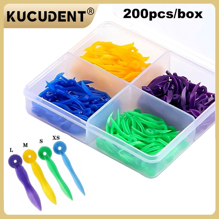 200 High-Quality Dental Disposable Tooth Gap Wedges in 4 Sizes - Essential Accessories for Dentist Clinics - Durable Plastic Material with End Hole Design - Bulk Pack for Restorative Treatments and Oral Care Procedures - Versatile and Reliable Dental Tools