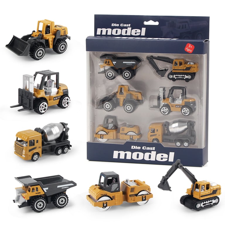 6-Piece Durable Alloy Construction Truck Toy Car Set for 3-Year-Old Boys - Realistic Design, Loader, Tractor, Excavator - Perfect Gift for Creativity, Motor Skills Development - Safe, Non-Toxic Materials, Endless Entertainment, Mini Construction Site Scenarios