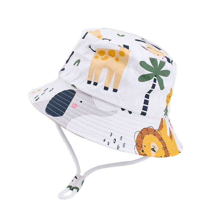 Premium Cotton Cartoon Baby Sun Hat with UV Protection and Adjustable Strap for Boys and Girls - Ideal Toddler Bonnet for Summer Adventures