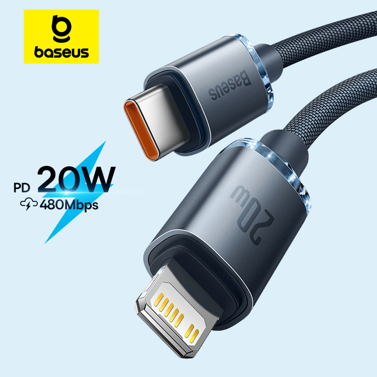 Baseus USB Type C PD 20W Cable for iPhone 14/13/12 Pro/X/8 - High-Speed Charging, Durable Construction, Universal Compatibility, Sleek Design - 3ft/6ft Length Options for Fast and Efficient Charging, Data Transfer, and Syncing on the Go