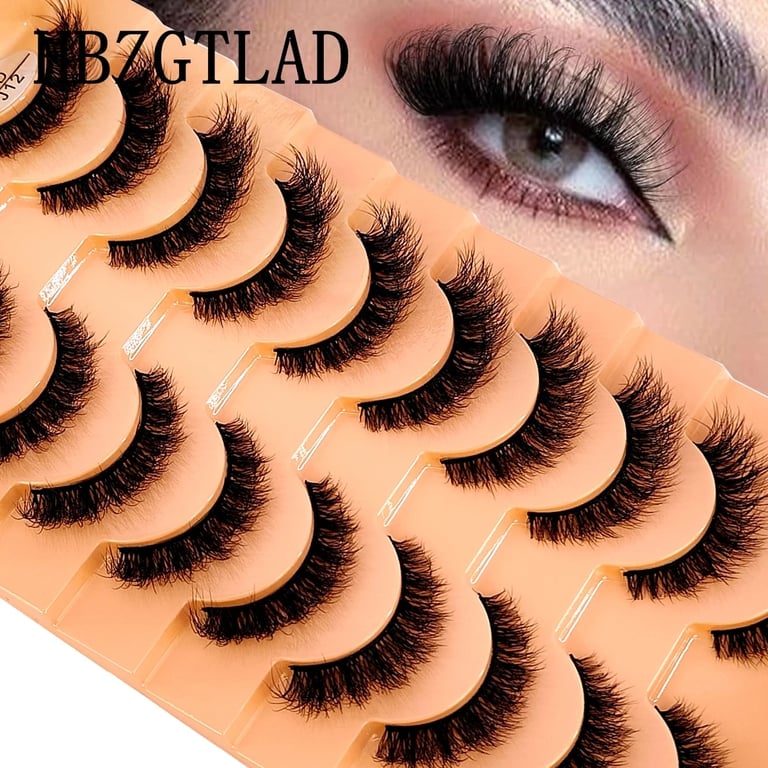10 Pairs Faux Mink Eyelashes Set - Handcrafted Premium Synthetic Fibers for Natural Nude Makeup Look with 3D Curly Effect - Lightweight, Comfortable, and Durable - Perfect Fit and Long-Lasting Wear - Value Pack for Makeup Enthusiasts and Beauty Professionals