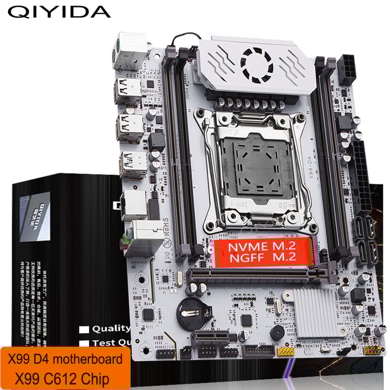 QIYIDA X99 Motherboard with LGA 2011-3 Support, D4 TPM2.0 Module, M.2 Slot, X99/C612 Chipset, DDR4 Memory, SATA3.0/USB3.0 Ports, PCI16X Slot, Advanced Cooling System - Ideal for Gaming, Video Editing, and Content Creation Tasks with Stable Performance and User-Friendly Design