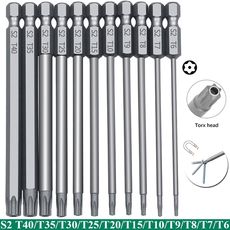 Premium 11-Piece Torx Security Bit Set with Magnetic Extensions for Shark Vacuum Cleaners - High-Quality S2 Steel Construction, Precision-Machined Bits, Various Sizes T6-T40, Securely Fasten Screws, Reduce Risk of Cam-Out, Convenient Storage Case Included