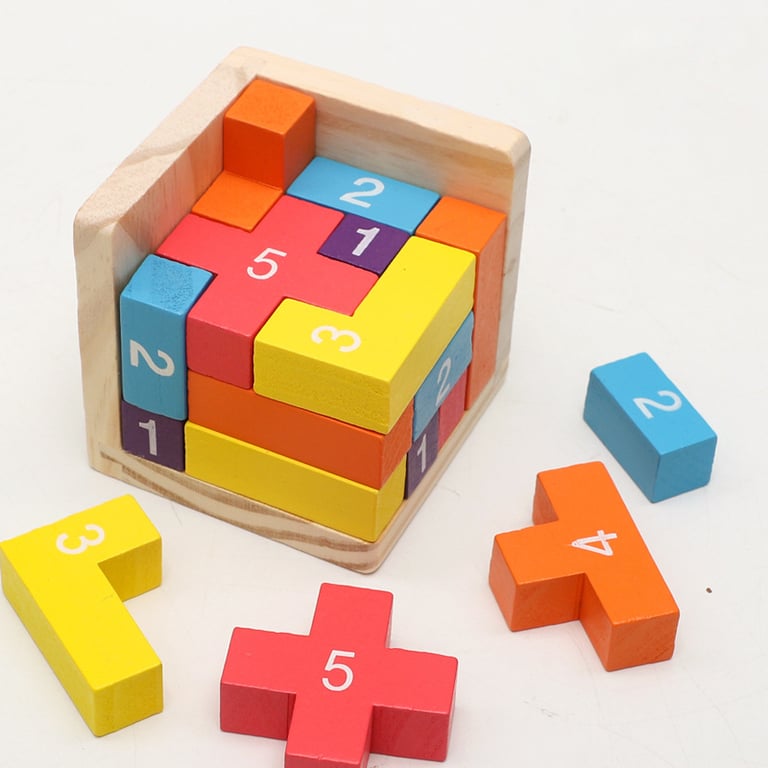 Vibrant Colorful Wooden Blocks Puzzles Set with Luban Lock Cube - Educational Toy for All Ages, Develops Critical Thinking and Fine Motor Skills - Durable Construction, Great Gift for Kids and Adults, Hours of Fun and Intellectual Stimulation