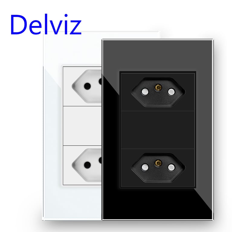 Delviz Brazil Standard Power Outlet with Crystal Glass Panel - 110V~250V High Voltage Range, Durable Construction, BR Electric Plug, Multiple Amperage Options - Elegant Design for Safety and Efficiency in Brazil - 10A or 20A Options Available