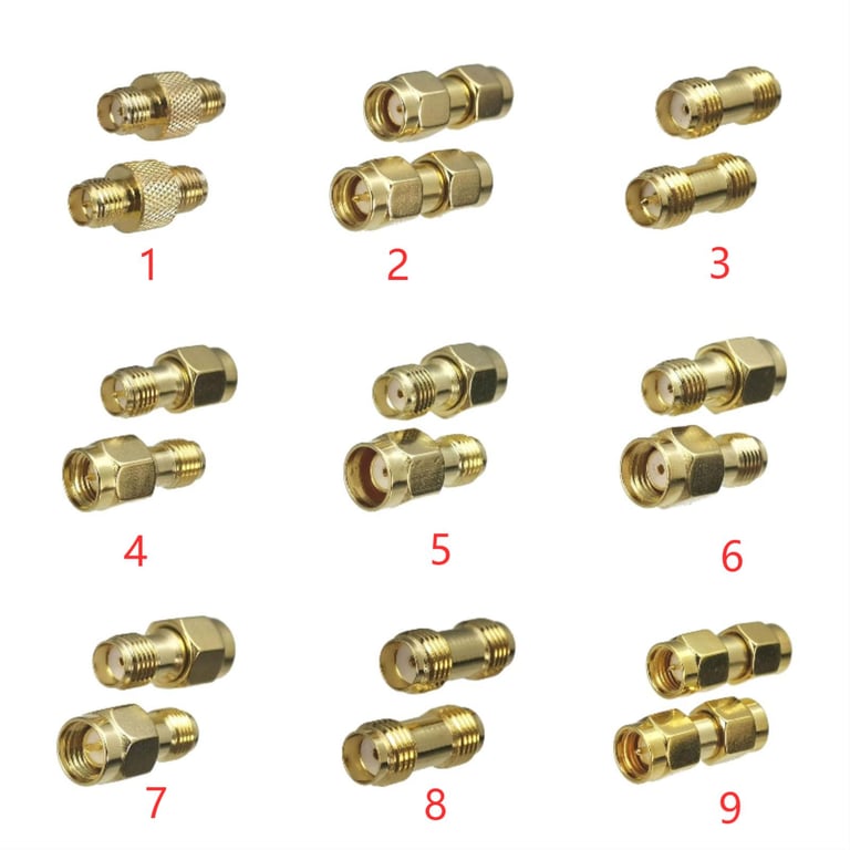 Durable Brass RF Coaxial Connector Adapter with SMA RP-SMA Male to SMA RPSMA Female Jack Connectors for Optimal Signal Transmission, Easy Installation, Compact and Portable Design - High-Quality Material for Reliable RF Connections