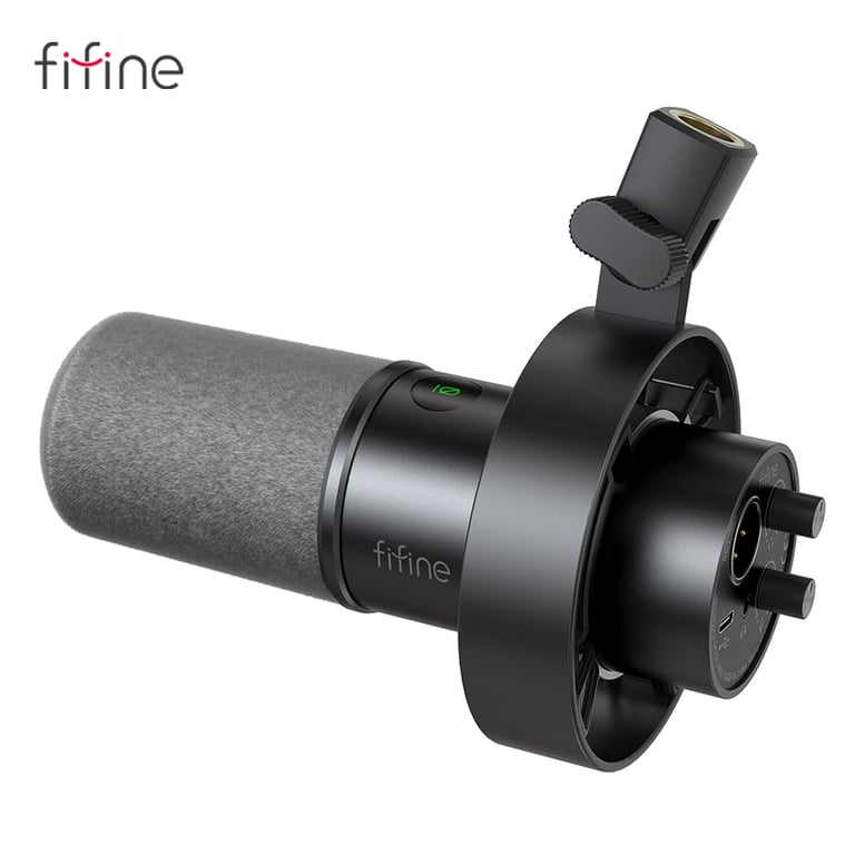 FIFINE USB/XLR Dynamic Microphone K688 with High-Quality Sound Performance, Touch-Mute Button, Integrated Headphone Jack, Shock Mount, and Volume Control - Professional Grade Mic for Podcasting, Gaming, Music Recording - Clear, Crisp Studio-Like Sound with Easy Audio Control
