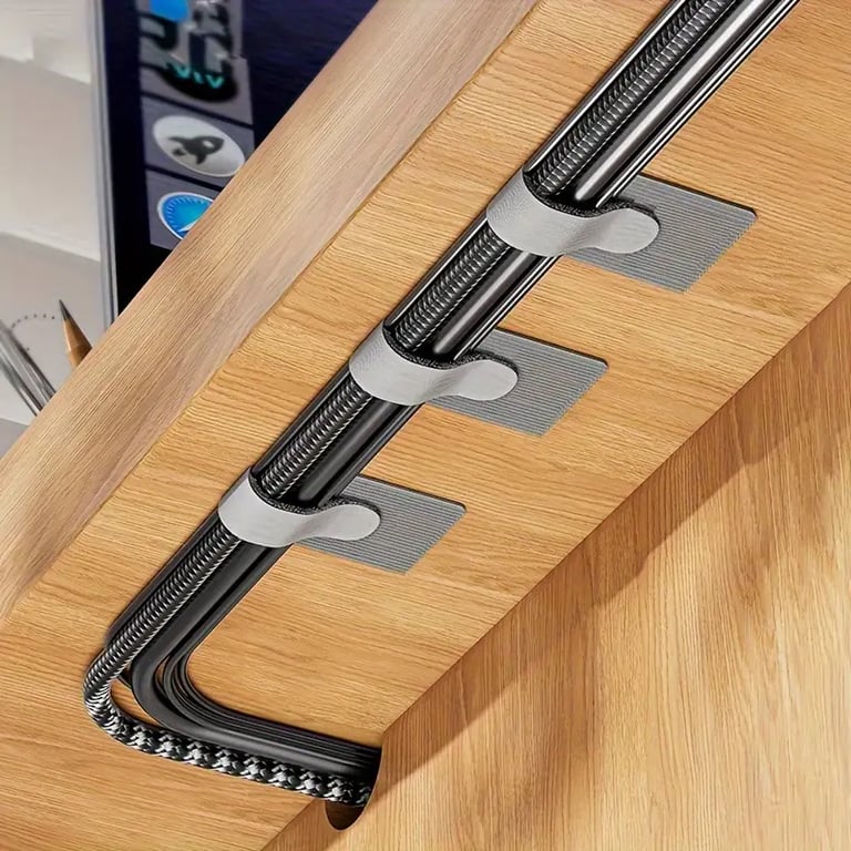 10pcs Self-Adhesive Multi-Purpose Cable Organizer for Power Cords, Network Cables, and Charging Cables - Strong Adhesive, Easy Installation, Durable, Reusable, Flexible Cable Routing, Space-Saving Solution for Neat and Tidy Workspaces
