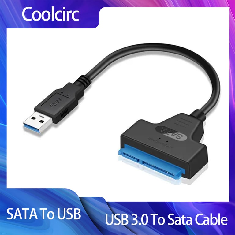 Coolcirc USB 3.0 to SATA Cable Adapter for 2.5-Inch HDD/SSD Data Transfer - 5Gbps Speed, Plug and Play, Wide Compatibility, Durable and Shielded, Compact and Portable