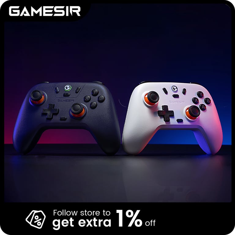 GameSir T4 Nova Lite Controller - Multi-Platform Hall Effect Analog Sticks Wireless Gaming Controller with Customizable Buttons for Nintendo Switch, iPhone, Android, PC & Steam - Long Battery Life & Bluetooth Connectivity for Uninterrupted Gaming Sessions On-the-Go