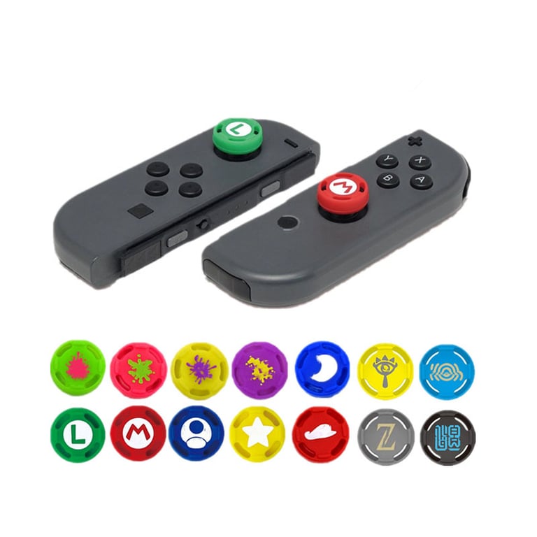 Nintendo Switch JoyCon and Switch Lite Controller Silicone Analog Joystick Grips with Protective Cover - Enhanced Grip, Easy Installation, Comfortable Design, Value Pack - 4 Pack