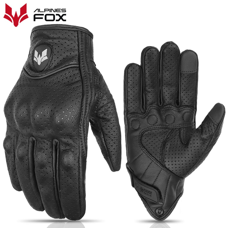 Vintage Leather Motorcycle Gloves with Wear-Resistant and Anti-Slip Design, Touchscreen Compatibility, Retro Motobiker Style, Comfortable Fit for Long Rides - Premium Black Leather Gloves for Durability and Protection