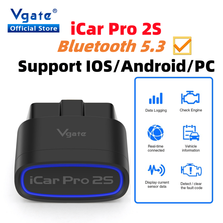 Vgate iCar Pro 2S ELM327 Advanced Bluetooth 5.3 OBD2 Car Diagnostic Tool with Upgraded Chip, Wide Compatibility, Multi-Platform Support, and User-Friendly Design for Android, iOS, PC - Fast & Stable Connections, Accurate Diagnostics - Suitable for Beginners & Experts