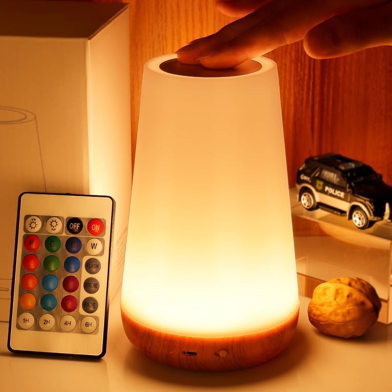 Color Changing LED Touch Dimmable Night Light with Remote Control - Portable Rechargeable Bedside Lamp for Customizable Ambiance in Any Room - Compact and Versatile Design for Home or Outdoor Use
