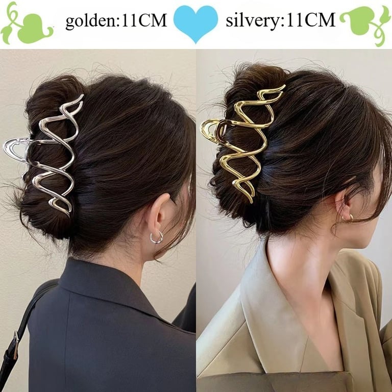 Luxury Wave Metal Large Grab Clip - Stylish Shark Clip for Hair - Durable Metal Hair Accessory - Easy to Use Elegant Hair Clip - Versatile Temperament Hair Clip for Formal and Casual Events - 2025 New Trend Hair Clip Design