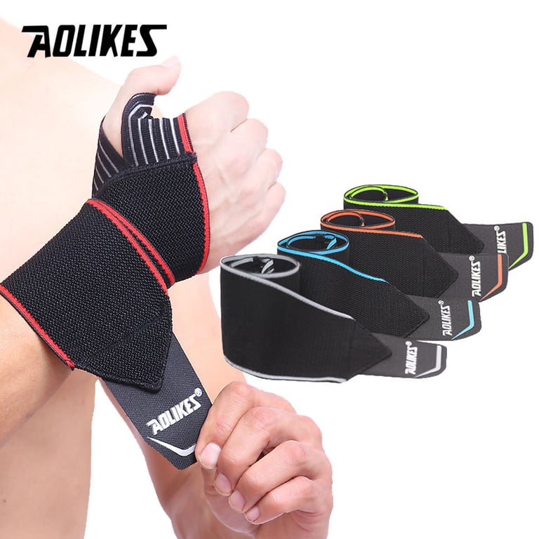 AOLIKES Wristband Elastic Bandage - Adjustable Compression Support Brace for Gym Workouts, Crossfit, Powerlifting - Breathable Wrap for Wrist Stability and Injury Prevention - Comfortable Fit for Enhanced Performance and Protection