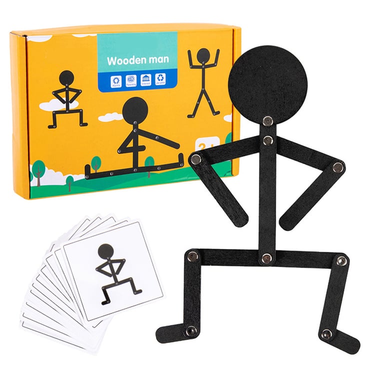 Sporty Pose Montessori Wooden Educational Puzzles for Kids - Interactive Learning Experience with Hands-On Skill Development, Creative Jigsaw Design, and Early Learning Promotion - Perfect Gift for Busy Young Learners