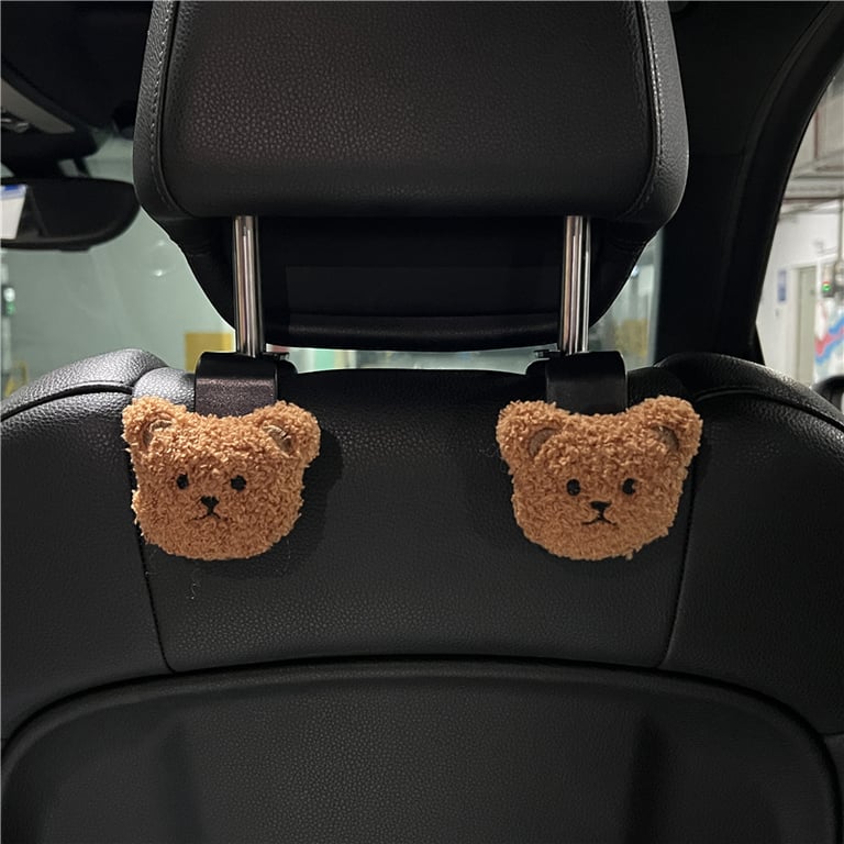 Adorable Cartoon Bear Design Car Seat Back Hooks - Convenient Storage Solution and Headrest Organizer - Durable and Sturdy Hooks for Car Decoration - Cute and Practical Gift for Car Lovers - Grocery and Bag Holder for Secure Driving - High-Quality Materials Ensure Long-Lasting Use