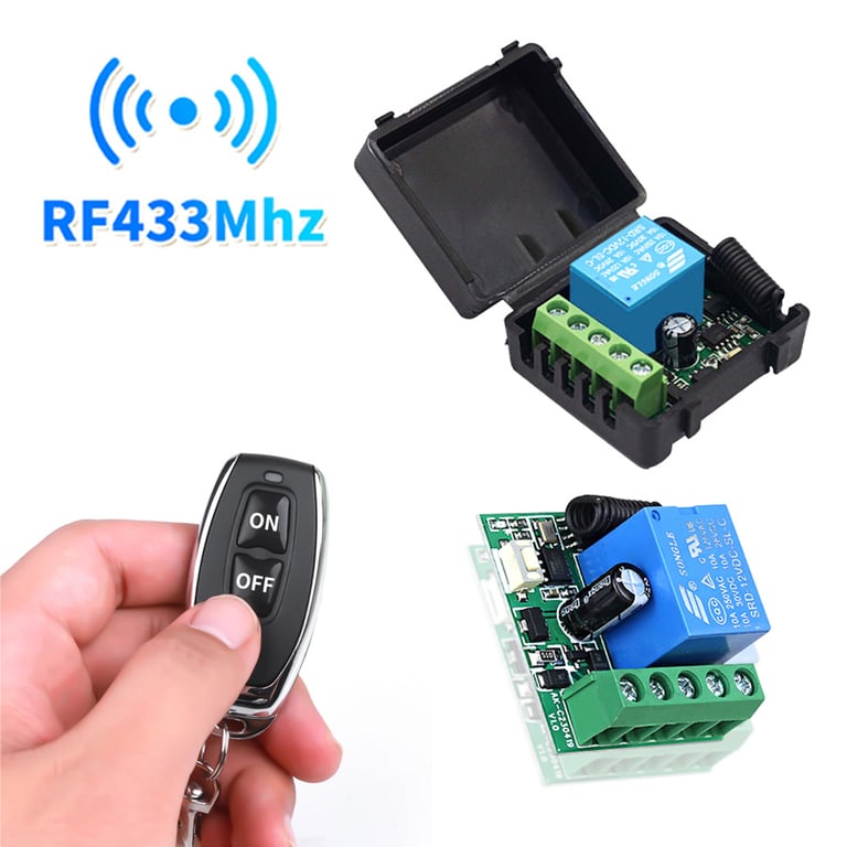 RF433Mhz Wireless Light Switch DC 12V 1CH 10A Relay Receiver Transmitter for Door Electromagnetic Lock DIY Module - Easy to Install Remote Control System for Home Automation Projects