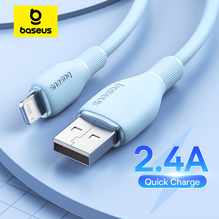 Baseus TPE 2.4A Fast Charging USB Cable for iPhone 14, 13 Pro Max, Xs, Xr, X, 8 Plus, iPad - High-Quality TPE Material, Fast Charging, Secure Connection, Compatible with Apple Devices - [insert length] Feet Long, Durable and Portable Charging Solution