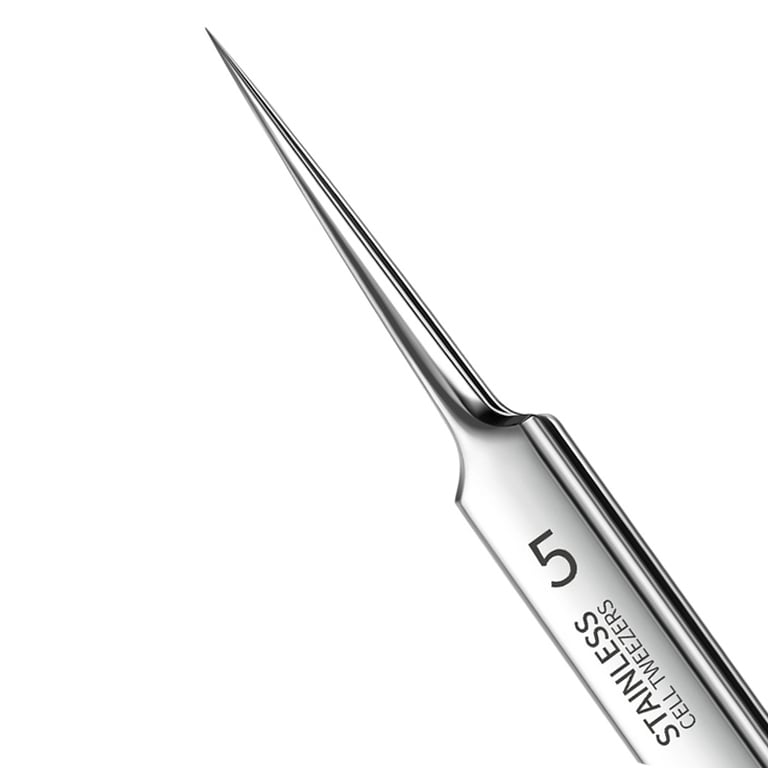 Premium German Ultra-fine No. 5 Cell Pimples Blackhead Clip Tweezers - Stainless Steel Acne Needle Tool for Precision Extraction, Scraping, Squeezing, and Closing Open Comedones - Ergonomic Handle for Easy Maneuverability - Professional Esthetician's Essential for Effective Acne Treatment and Clear Complexion