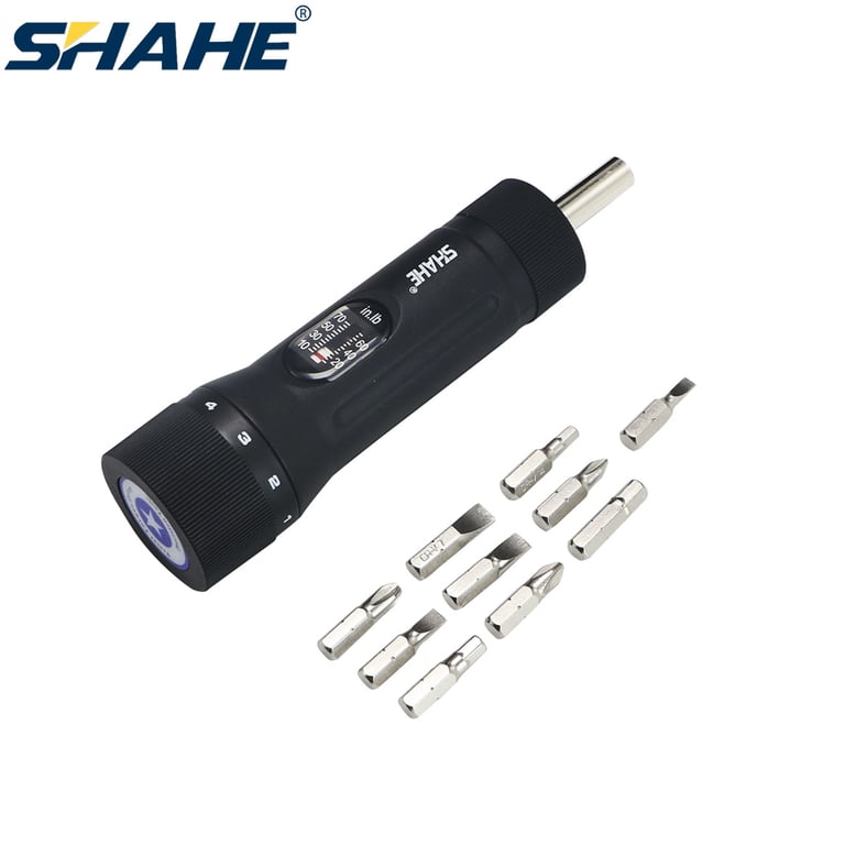 SHAHE Torque Screwdriver with 1/4" Drive for Precision Torque Control (10-70 in-lbs) - High-Quality Construction, Ergonomic Design, Easy-to-Read Scale, 10pcs Bits Set - Versatile Tool for Automotive, Electronics, Machinery, and More