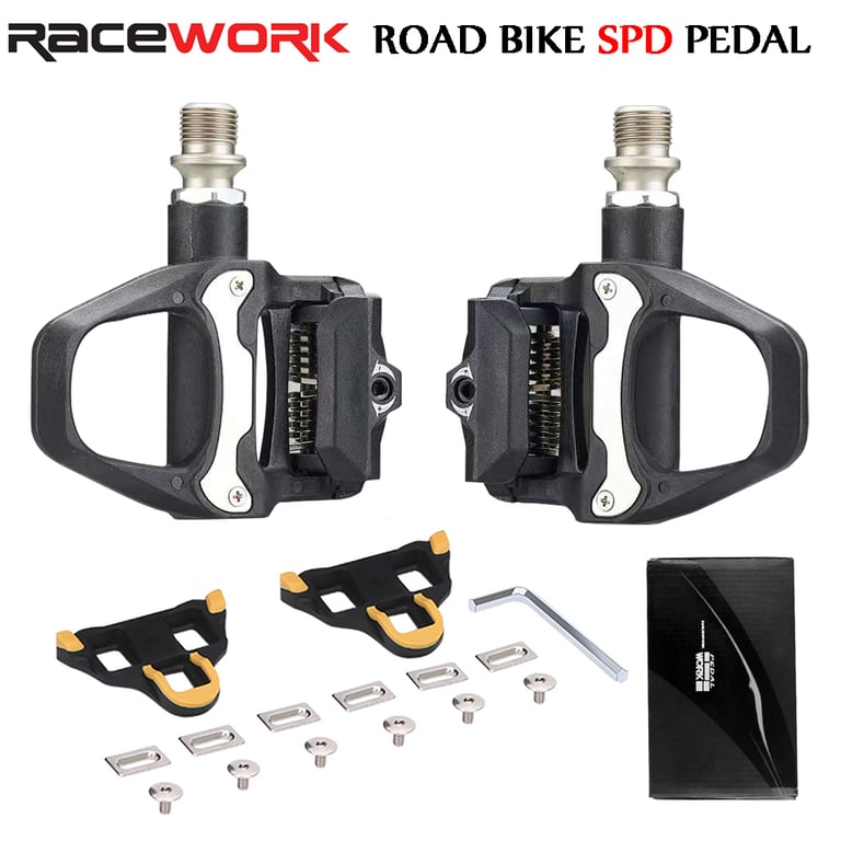 RACEWORK Road Bike Pedal with Durable Nylon Construction and Efficient Locking System - Compatible with SPD SL System for Enhanced Performance and Stability - Includes Locking Plate for Added Security and Peace of Mind for Intense Rides