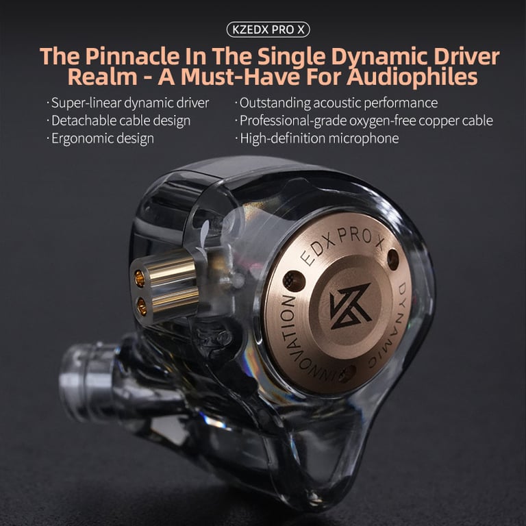 KZ EDX PRO X Dynamic Drive Technology Headphones with HIFI Audio Quality, Sports and Metal Design, Detachable 2PIN Cable, and Comfortable Fit for Music Enthusiasts and On-the-Go Listening