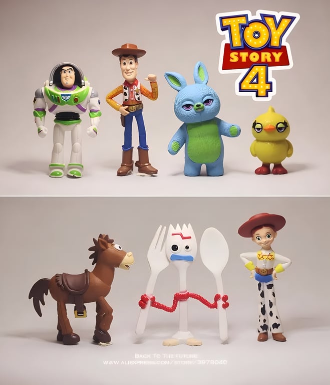 Disney Toy Story 4 Woody Buzz Lightyear Action Figures Set - Premium PVC Material, Realistic Design, Perfect for Play or Display, Safe for Children, Great Gift Idea - 7-Piece Set for Fans of the Movie