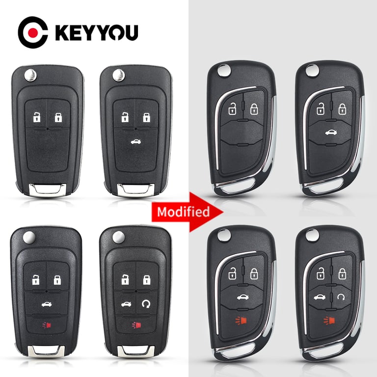 KEYYOU 1PCS Modified Folding Remote Car Key Shell Case for Chevrolet Cruze Epica Lova Camaro Impala with HU100 Key Blades - Premium Quality Construction, Perfect Replacement, Folding Design, Easy Installation - Durable and Long-Lasting Key Shell