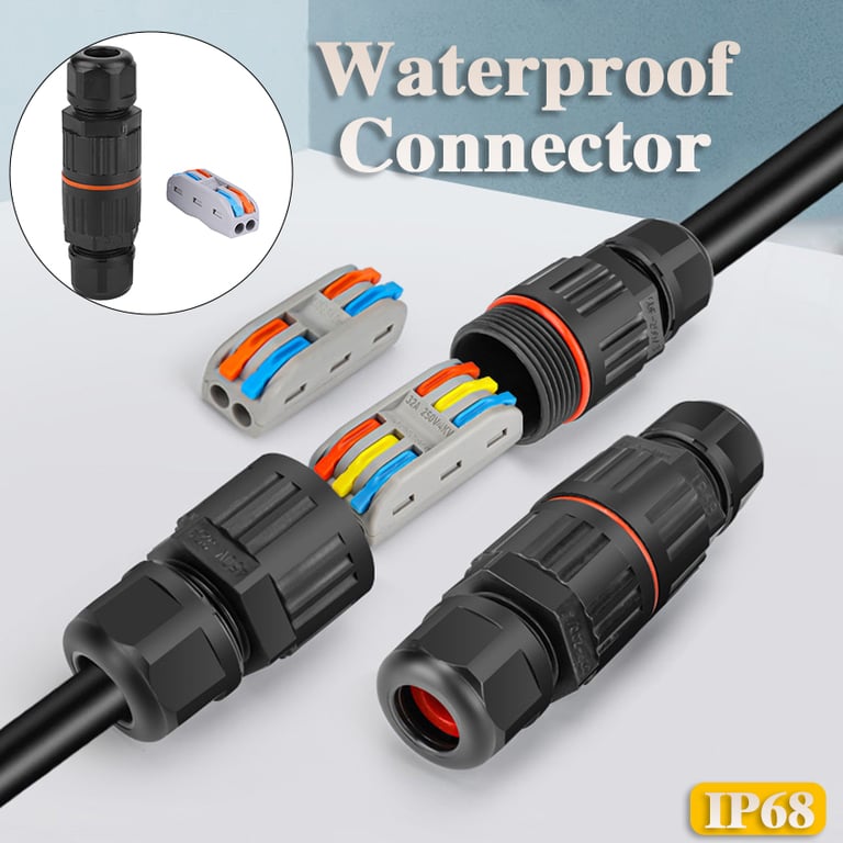 Waterproof IP68 2/3 Pin Joint Wire Quick Connection Connector for LED Lamp Wiring and Outdoor Applications - Solderless, Durable, Rainproof Terminal with 1.5m Immersion Depth - High-Quality Materials for Long-Lasting Performance - Versatile for Various Wiring Setups - Ideal for Gardens, Patios, Pathways