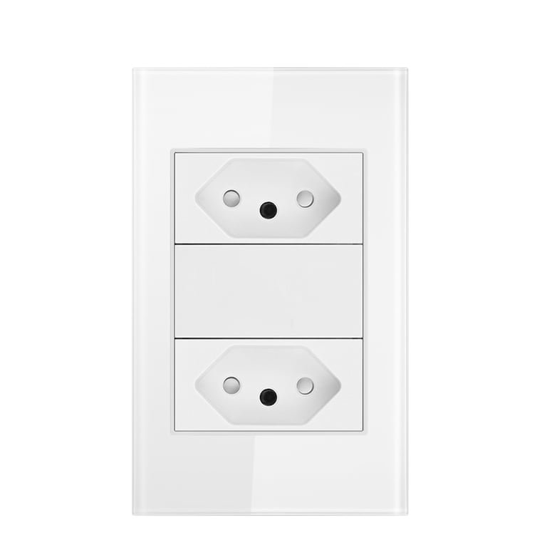 VISWE Brazil Standard 10a 20a Dual Gang BR Wall Outlet with Tempered Glass Panel for Easy Installation and Modern Design