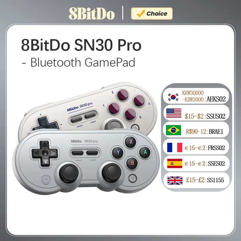 8Bitdo SN30 Pro Bluetooth Gamepad - Multi-Platform Wireless Controller for Nintendo Switch, MacOS, Android, Steam, Raspberry Pi - Ergonomic Design, Customizable Controls, Rechargeable Battery - Seamless Gaming Experience with Bluetooth Connectivity