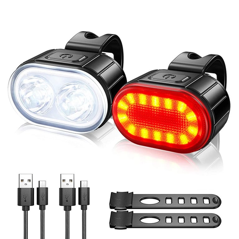 USB Rechargeable Waterproof LED Bike Lights Set with Multiple Modes for Enhanced Safety and Visibility - Easy Installation on Bicycle Frame, Handlebars, or Seat Post