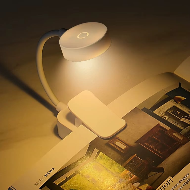 Adjustable Mini LED Reading Book Light Table Lamp with Clip-On Design, 3 Lighting Modes, USB Rechargeable, Compact & Portable for Travel - Eye-Friendly Illumination, Ideal for Studying, Relaxing, and On-The-Go Reading