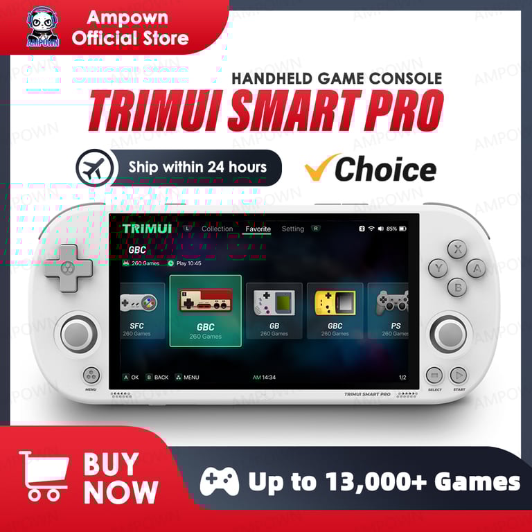 Trimui Smart Pro Handheld Game Console with 4.96'' IPS Screen, Linux OS, Joystick, RGB Lighting, Portable Lightweight Design - Ideal Gift for Retro Gamers - Immersive Gaming Experience, Smooth Performance, Compatibility with Retro Games - Compact and Ergonomic Retro Video Game Player