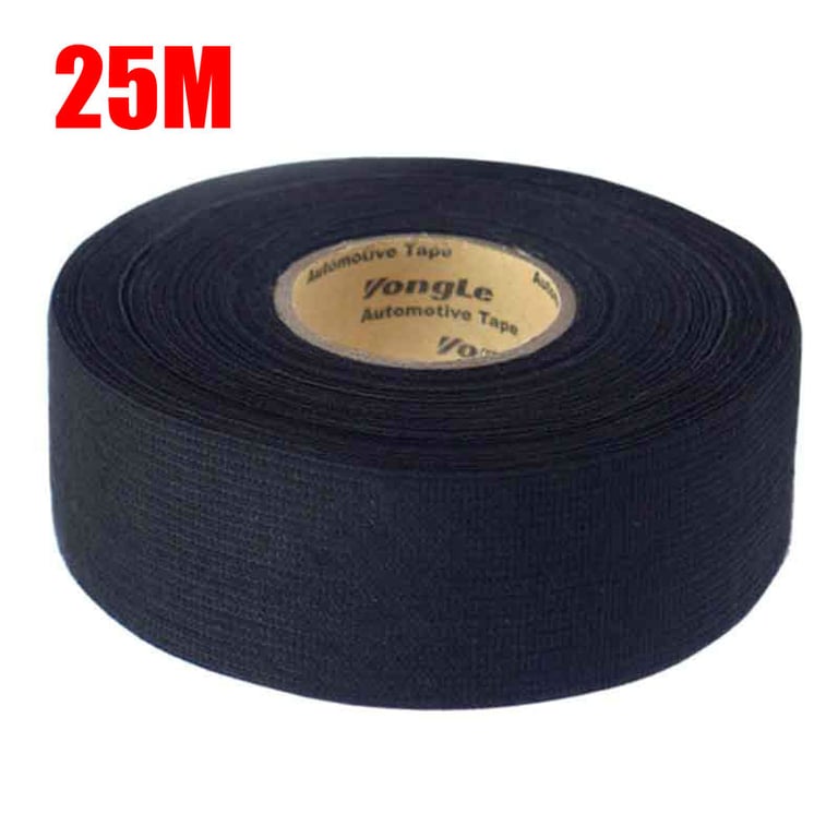 25 Meter Long Durable Adhesive Cloth Fabric Tape for Cable Management in Cars - Strong Adhesive Backing, Easy to Use, Flexible and Versatile, Professional Grade Quality