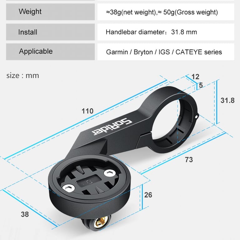 Universal Compatibility Bike Computer Mount Bracket for Edge 540 530 830 IGPSPORT XOSS Magene CYCPLUS - Durable Speedometer Handlebar Mount Bracket for Accurate Data Tracking and Enhanced Performance - Easy Installation and Adjustable Design for Optimal Visibility and Convenience