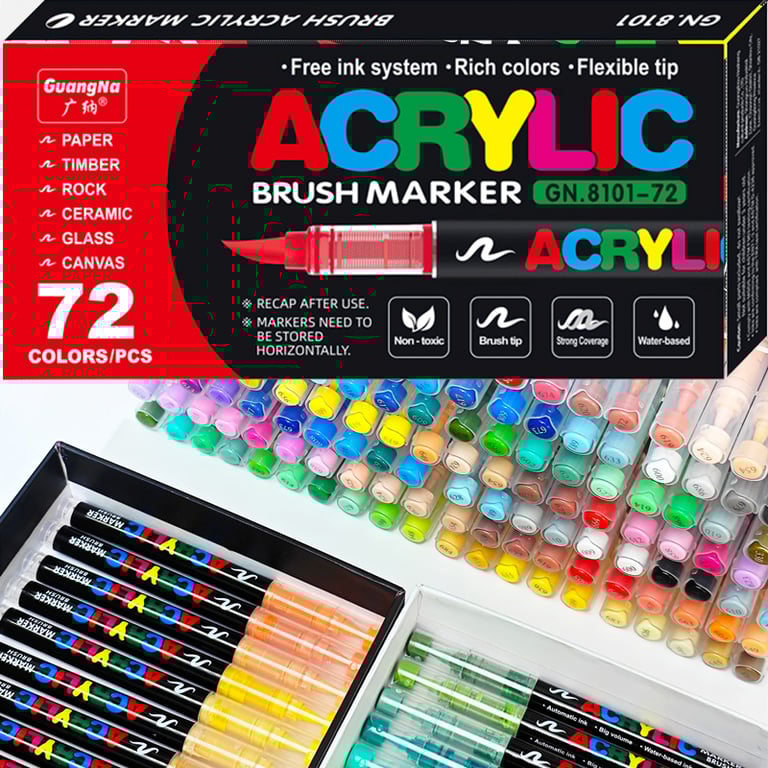 Premium Acrylic Paint Pens Set with Brush Tips - 12-120 Vibrant Colors for Rock Painting, Wood, Canvas, Stone - High-Quality, Quick-Drying, Water-Resistant Markers for Artists, Crafters, Hobbyists - Versatile & Easy to Use - Non-Toxic, Odorless - Great Christmas Gift for DIY Projects