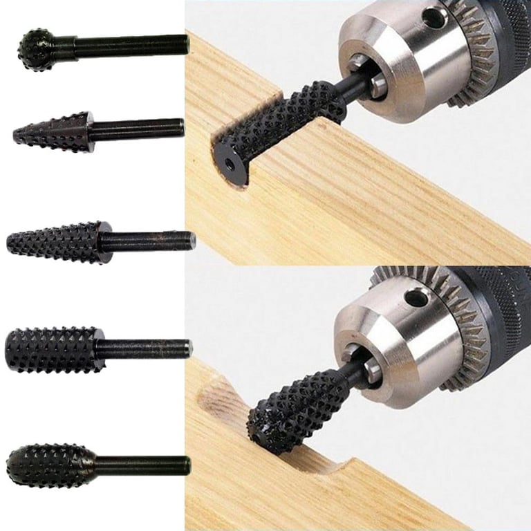High-Speed Steel 1/4'' 5PCS Drill Bit Set for Woodworking, Knife Wood Carving, and Carpentry - Precision Cutting Tools for Detailed and Clean Cuts - Ergonomic Grip Design for Comfort and Control - Versatile and Portable Set for Professionals and DIY Enthusiasts